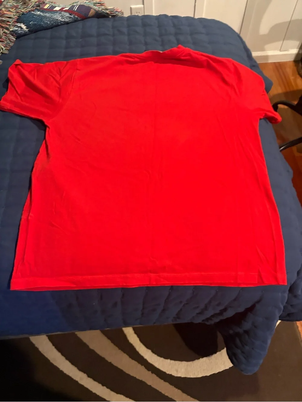 Gucci Red Short Sleeve Tee with White and Navy Graphic